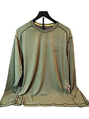 Men's Orvis Olive Green Long Raglan Sleeve Lightweight T-shirt - 2XL